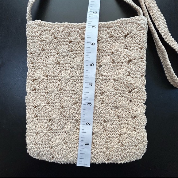 Sonoma Cream Crochet Crossbody/Shoulder Bag 6" Width 7" Height 21" Strap Length - Picture 13 of 15